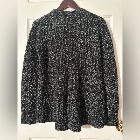 ATHLETA Wool Blend Sierra Crew Neck Sweater Black Marl SMALL Chunky Knit Speckle - Picture 7 of 11